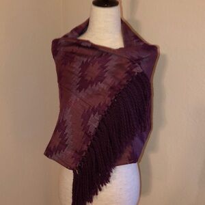 Burgundy patterned scarf 16 in x 47 inches